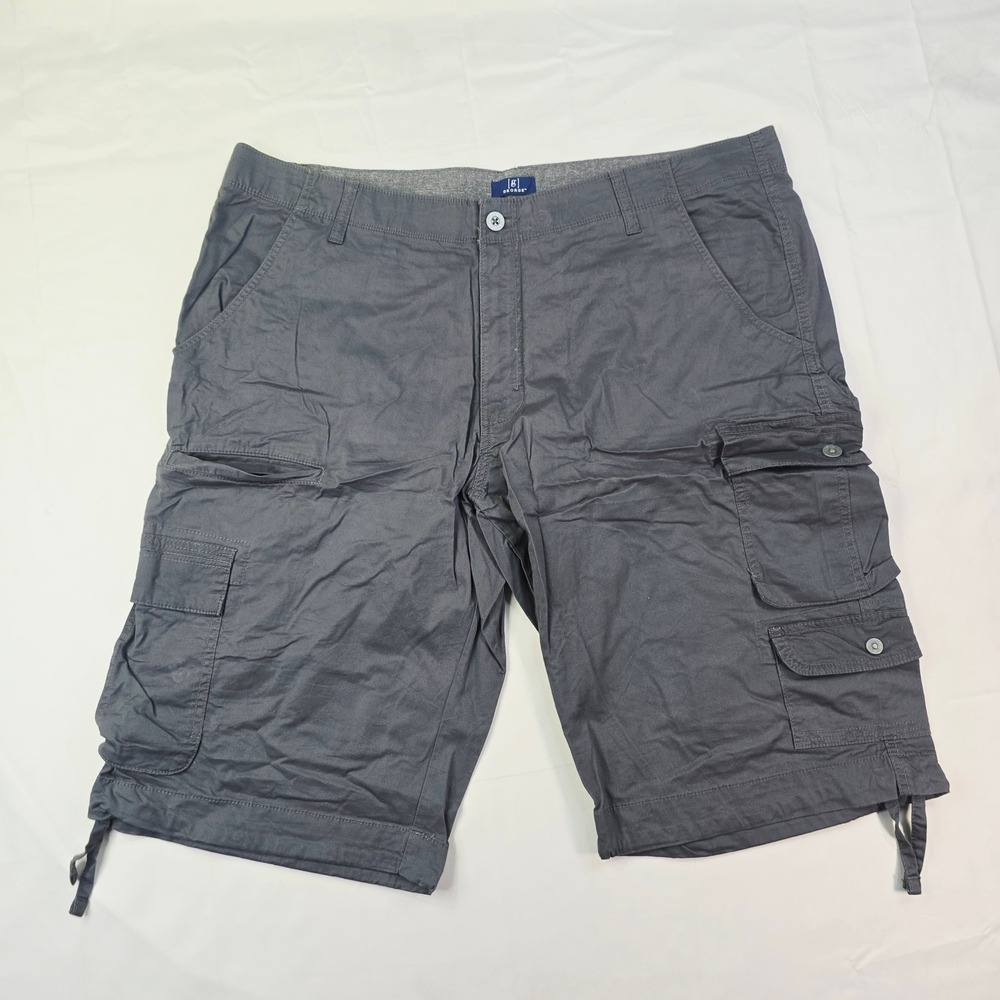 George Cargo Shorts Men's 44 Gray Multi-Pocket Casual Outdoor Drawstring Hem